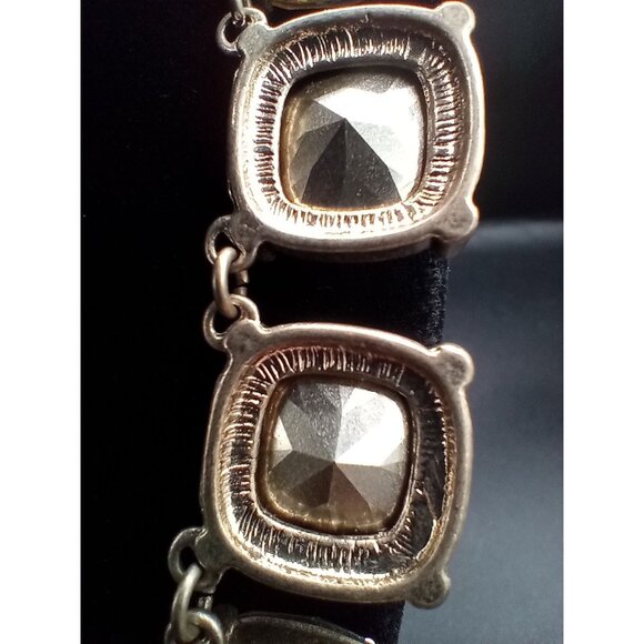 Necklace Statement Faceted Opalescent Faux Stones .75" Vintage Adjusts 15-20" - Picture 13 of 16